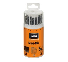 Сверла по камню / по металлу HSS-R (DIN 338) / по дереву AEG Maxi Mix Set in Plastic Box - 18pcs 4932359415