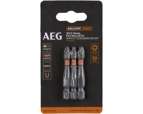 Биты ударные 3 шт. PZ2х50 мм AEG AAK503PZ2 4932479184