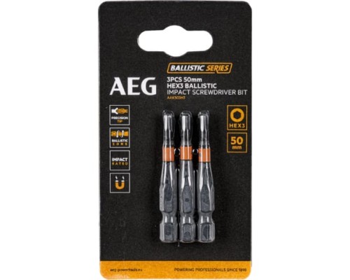 Биты ударные 3 шт. HEx3х50 мм AEG AAK503H3 4932479191