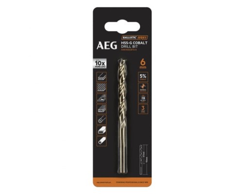 Сверло с кобальтом 6.0х93 мм AEG AAKHSSCBT6-0 4932479334