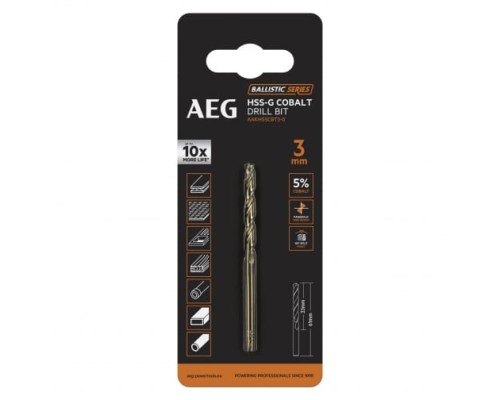 Сверло с кобальтом 3.0х61 мм AEG AAKHSSCBT3-0 4932479325 