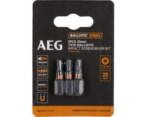 Биты ударные 3 шт. Tx10х25 мм AEG AAK253Tx10 4932479173