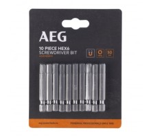 Биты 10 шт. Hex6x50 мм AEG ASDH65010 4932479528