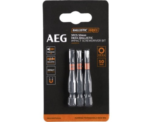 Биты ударные 3 шт. HEx4х50 мм AEG AAK503H4 4932479192