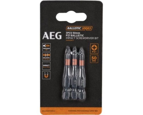 Биты ударные 3 шт. PZ1х50 мм AEG AAK503PZ1493 2479183