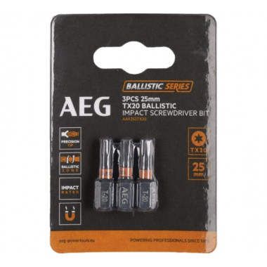 Биты ударные 3 шт. Tx20х25 мм AEG AAK253Tx20 4932479174
