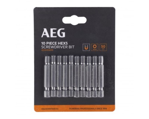 Биты 10 шт. Hex 5x50 мм AEG ASDH55010 4932479525