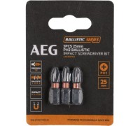 Биты ударные 3 шт. PH2х25 мм AEG AAK253PH2 4932479168
